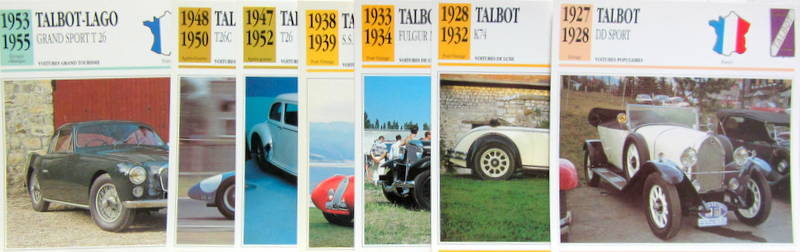 Couverture de 1927-1955 TALBOT 10 FICHES DESCRIPTION AU DOS
