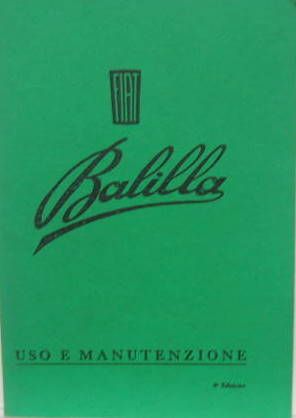Couverture de FIAT BALILLA 1933 LIVRET D'ENTRETIEN