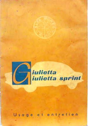 Couverture de ALFA GIULETTA ET SPRINT 1955 
LIVRET D'ENTRETIEN