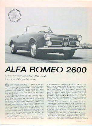 Couverture de ALFA 2600 SPYDER ROAD TEST 1962
