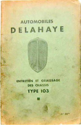Couverture de DELAHAYE CHASSIS 103
LIVRET D'ENTRETIEN