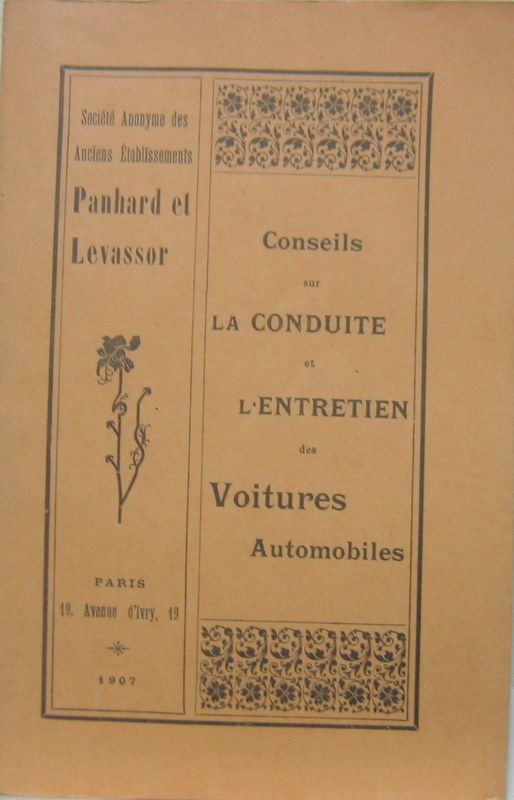 Couverture de PANHARD 1907
 LIVRET D'ENTRETIEN