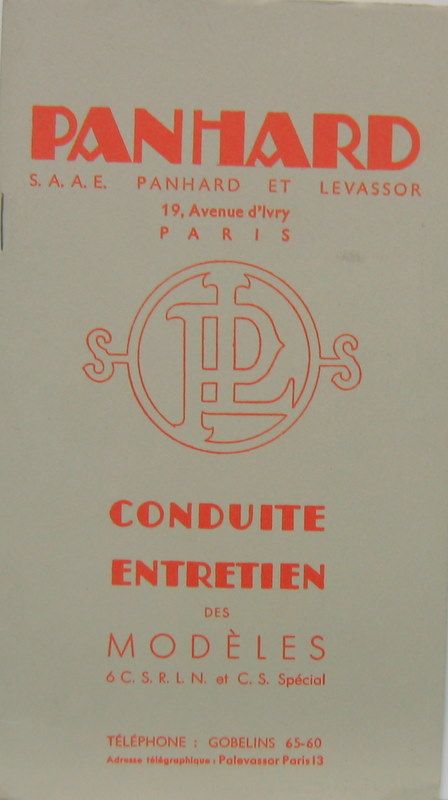 Couverture de PANHARD 6CSRLN ET CS SPECIAL 
LIVRET D'ENTRETIEN