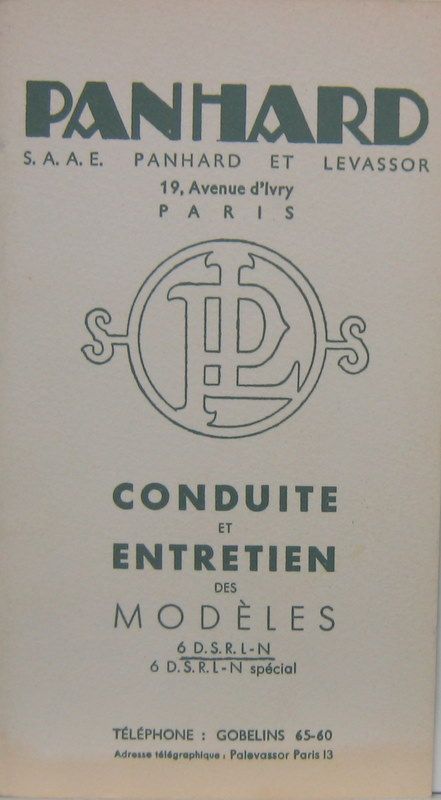 Couverture de PANHARD 6DSRLN ET SPECIAL
LIVRET D'ENTRETIEN