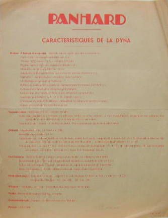 Couverture de PANHARD DYNA X CARACTERISTIQUES 10-1948
