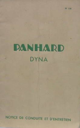 Couverture de PANHARD X 1950 LIVRET D'ENTRETIEN