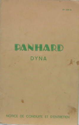 Couverture de PANHARD X 1952 LIVRET D'ENTRETIEN