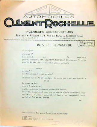 Couverture de CLEMENT ET ROCHELLE BON DE COMMANDE 1928