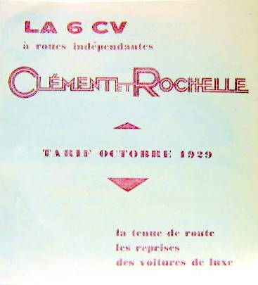 Couverture de CLEMENT ET ROCHELLE TARIF DE 1929