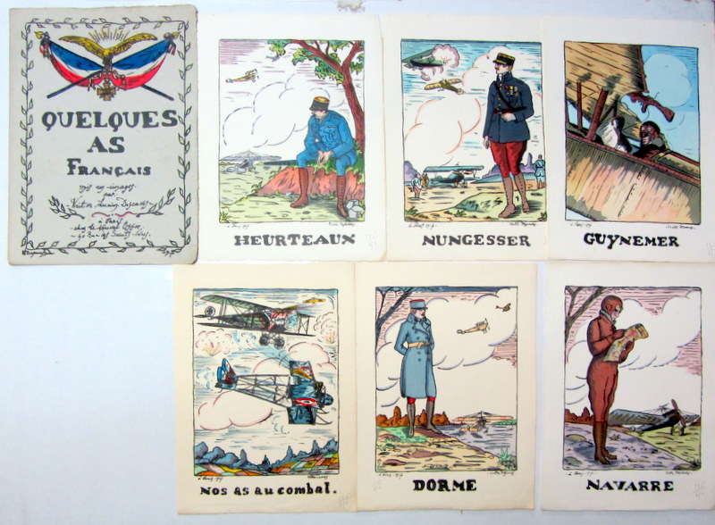 Couverture de 1917 QUELQUES AS FRANCAIS POCHETTE DE 6 LITHOGRAPHIES DE V.L.DESCAVES TIRAGE 650 EXEMPLAIRES