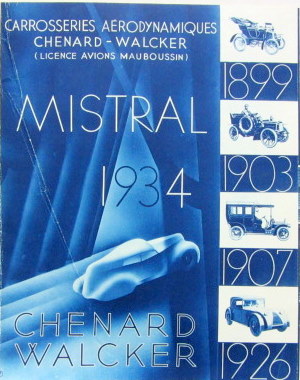 Couverture de 1934 CHENARD ET WALCKER MISTRAL CATALOGUE