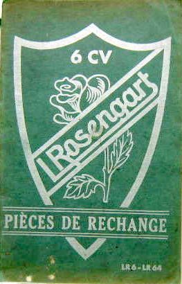 Couverture de ROSENGART 6 CV LR 6 LR 64
CATALOGUE DE PIECES DE RECHANGE