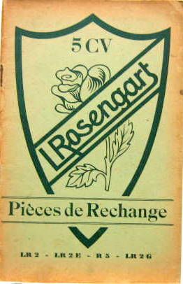 Couverture de ROSENGART 5 CV LR 6 LR 64
CATALOGUE DE PIECES DE RECHANGE