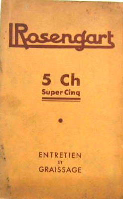 Couverture de ROSENGART 5 CV SUPER CINQ
LIVRET D'ENTRETIEN