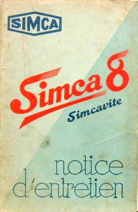 Couverture de SIMCA 8 1100 LIVRET D'ENTRETIEN