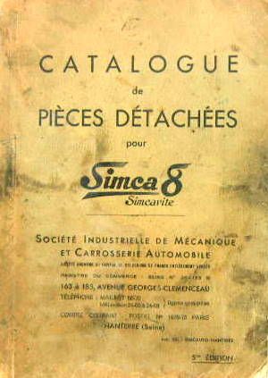 Couverture de SIMCA 8 1100 CATALOGUE DE PIECES
