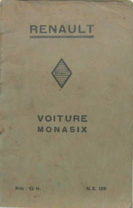 Couverture de RENAULT MONASIX 1930
LIVRET D'ENTRETIEN