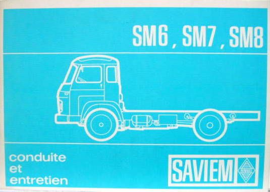 Couverture de SAVIEM SM6 SM7 SM8 DE 1969 
LIVRET D'ENTRETIEN