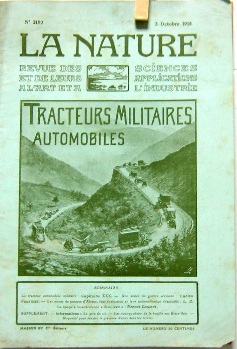 Couverture de 1915 TRACTEURS MILITAIRES AUTOMOBILES