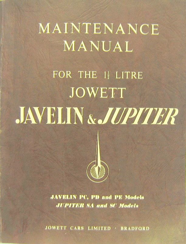 Couverture de JOWETT  JAVELIN ET JUPITER 
LIVRET D'ENTRETIEN