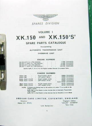 Couverture de JAGUAR XK 150 150S CATALOGUE DE PIECES DU 1960-1966 2 VOLUMES