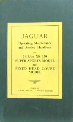 Couverture de JAGUAR XK 120 LIVRET D'ENTRETIEN