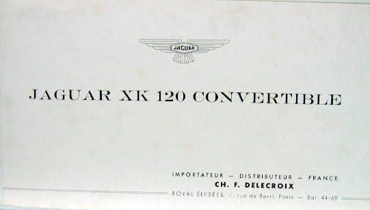Couverture de JAGUAR XK 120 CONVERTIBLE  CATALOGUE