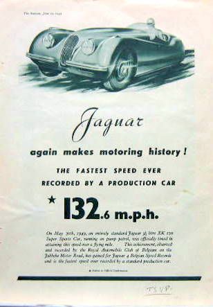 Couverture de JAGUAR XK 120 RECORD DE VITESSE 1949