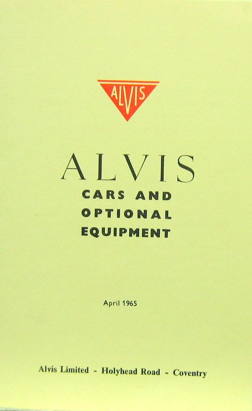 Couverture de ALVIS 1965 CARS AND OPTIONAL EQUIPEMENT