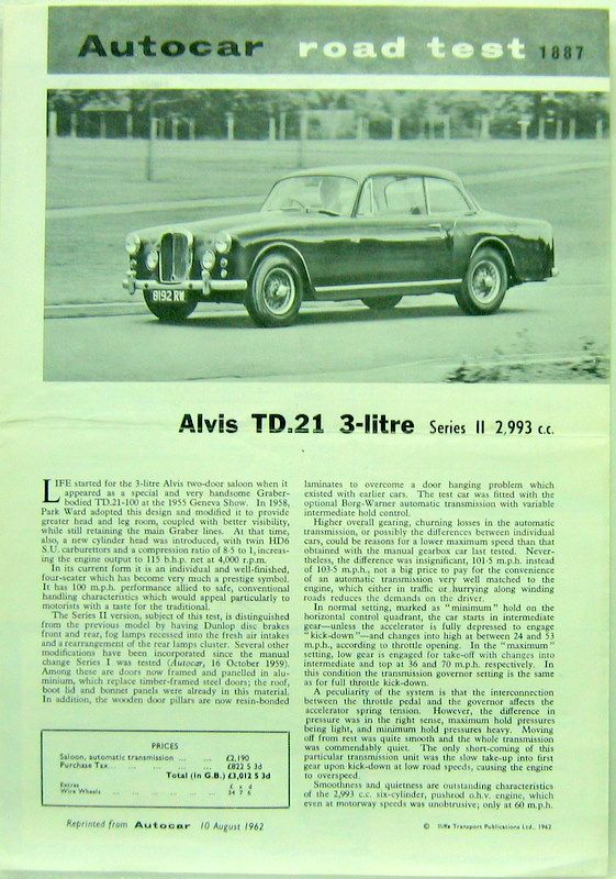 Couverture de ALVIS TD 21 SERIES II 2993 CC