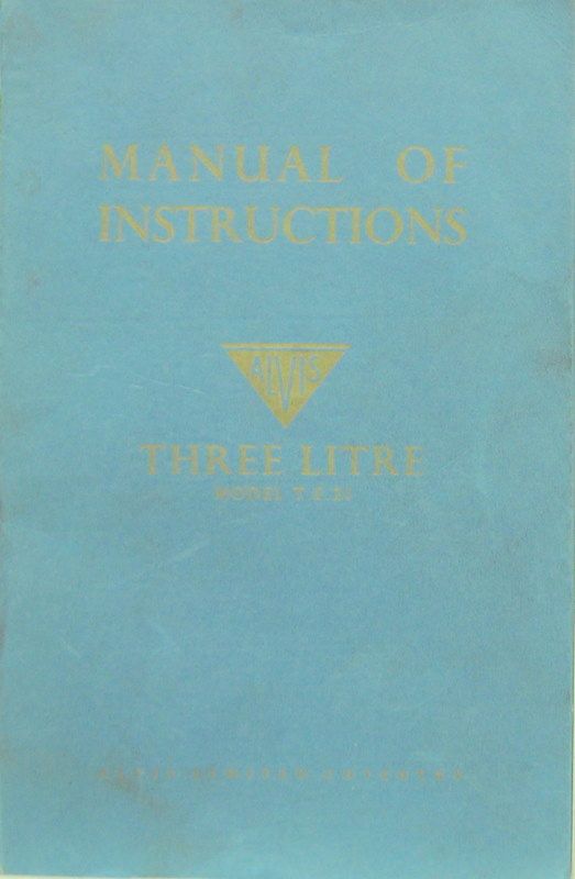 Couverture de ALVIS THREE LITRE TE 21 1964
LIVRET D'ENTRETIEN