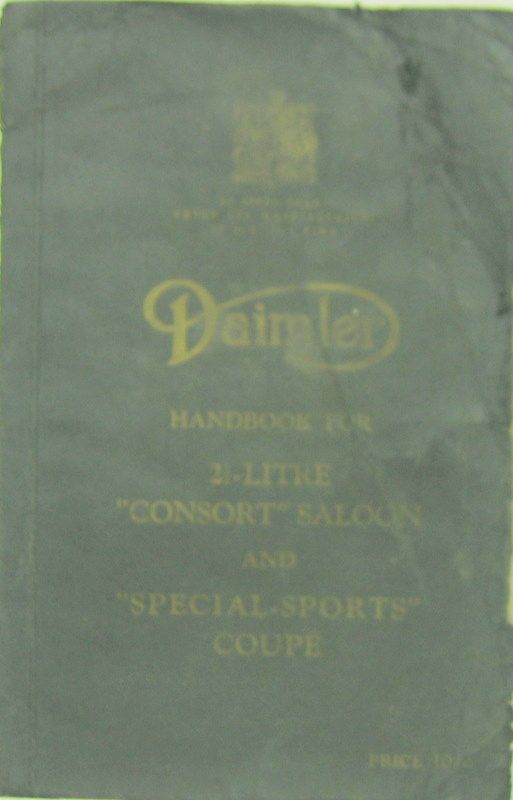 Couverture de DAIMLER 2,5 LITRE CONSORT SALOON ET SPECIAL SPORT COUPE LIVRET D'ENTRETIEN