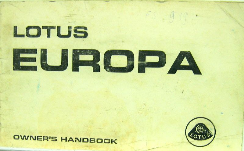 Couverture de LOTUS EUROPA 1969 LIVRET D'ENTRETIEN