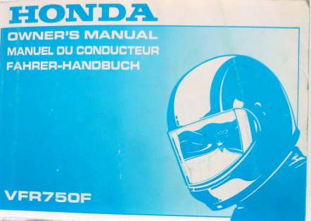 Couverture de 1993 HONDA VFR 750 F LIVRET D'ENTRETIEN