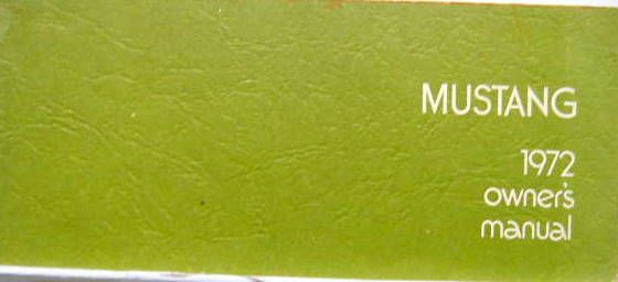 Couverture de FORD MUSTANG 1972 LIVRET D'ENTRETIEN