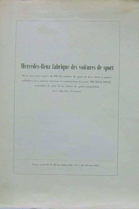 Couverture de MERCEDES 300 SL ESSAI DE 1954 AVEC LA 190 SL