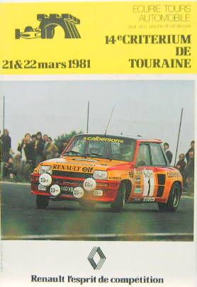 Couverture de 1981 RENAULT R5 TURBO COUVERTURE DU 14 eme CRITERIUM DE TOURAINE