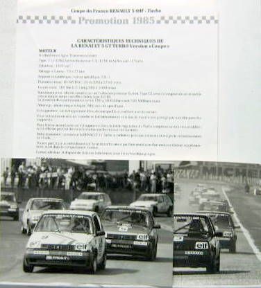 Couverture de 1985 RENAULT 5 GT TURBO VERSION COUPE