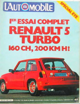 Couverture de 1980 RENAULT 5 TURBO ESSAI DE L'AUTOMOBILE