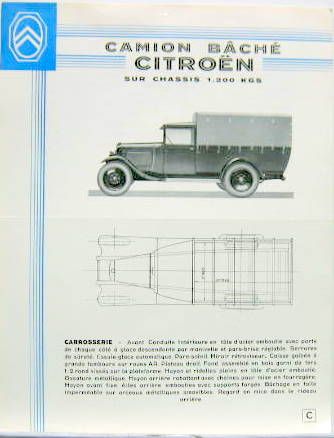 Couverture de 1933 CITROEN CAMION BACHE 1200 KG