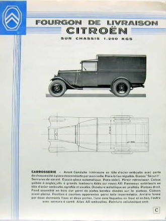 Couverture de 1933 CITROEN FOURGON DE LIVRAISON  CHASSIS 1200 KGS