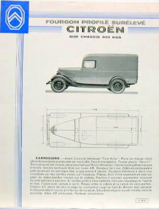 Couverture de AC 4147 CITROEN FOURGON PROFILE SURELEVE   CHASSIS 850 KGS