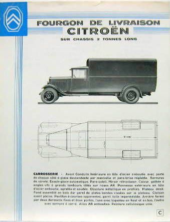 Couverture de 1933 CITROEN FOURGON DE LIVRAISON CHASSIS 2 TONNES LONG