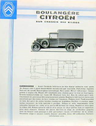 Couverture de 1933 CITROEN BOULANGERE     CHASSIS 800 KGS