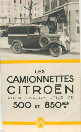 Couverture de 1936 CITROEN CAMIONNETTE 500 ET 850 KGS