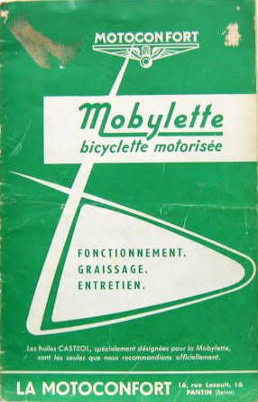 Couverture de 1958 MOBYLETTE LIVRET D'ENTRETIEN