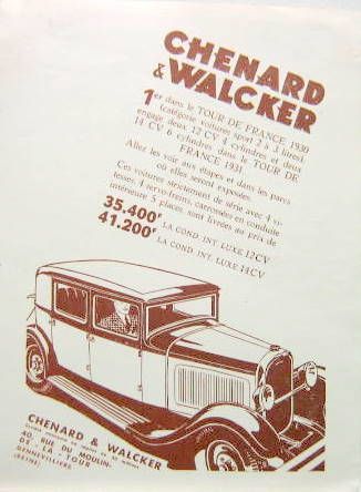 Couverture de 1930 CHENARD ET WALCKER TOUR DE FRANCE