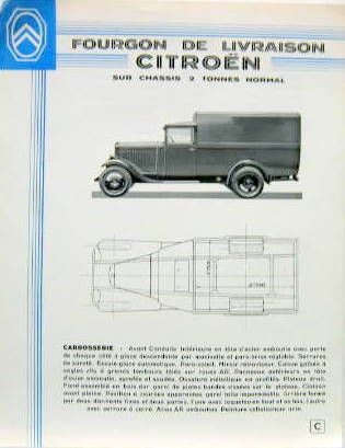 Couverture de 1933 CITROEN FOURGON DE LIVRAISON CHASSIS 2 TONNES NORMAL