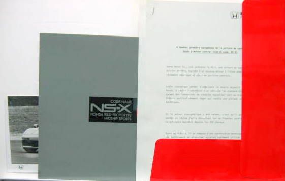 Couverture de 1989 HONDA NSX DOSSIER DE PRESSE
