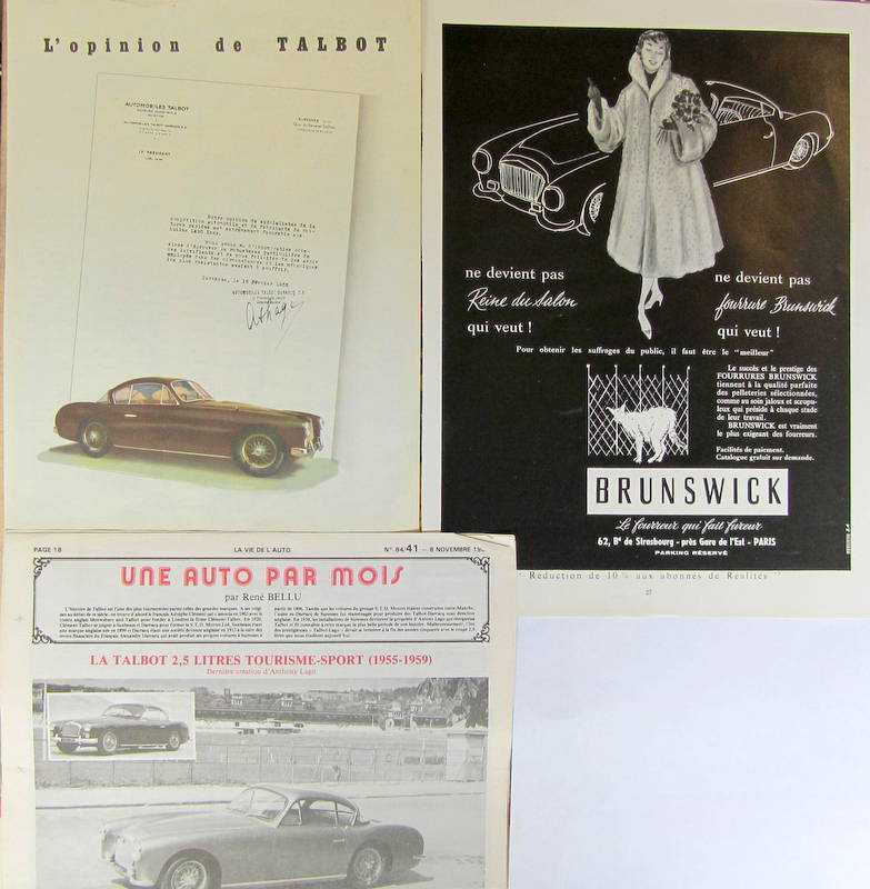 Couverture de TALBOT PUBLICITES ORIGINALE DECOUPEES DANS LES REVUES D"EPOQUE
